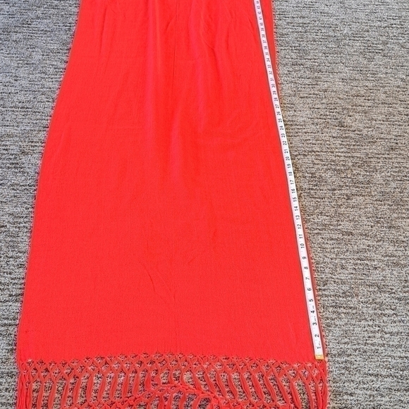 Red Acrylic Long Scarf with Fringe 75 inches by 23 inches Christmas - Picture 7 of 10